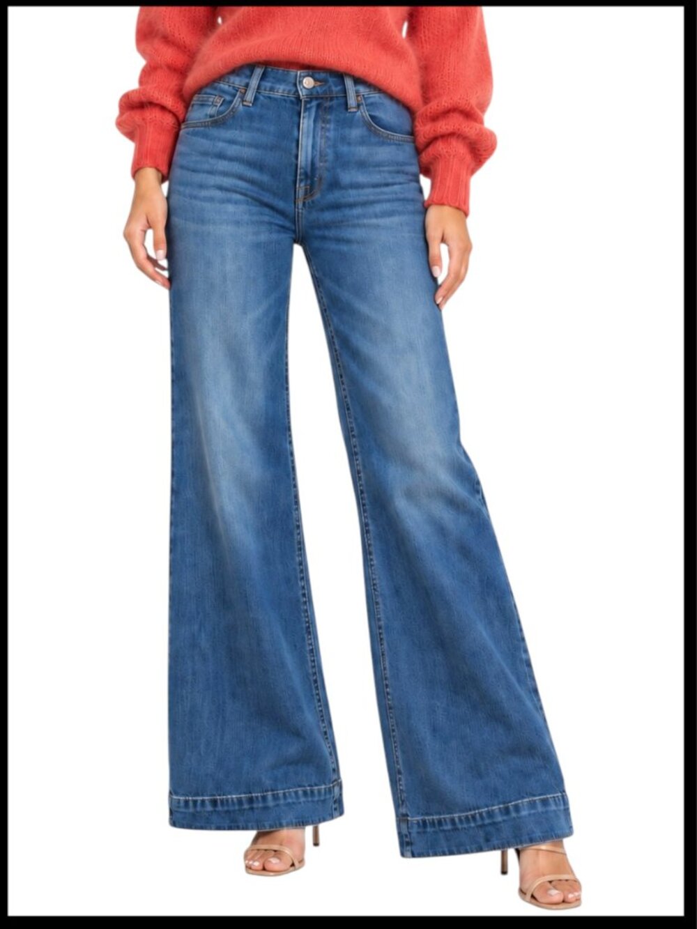 7 For All Mankind Ginger Jeans Mid Blue Wide Leg Flare 24